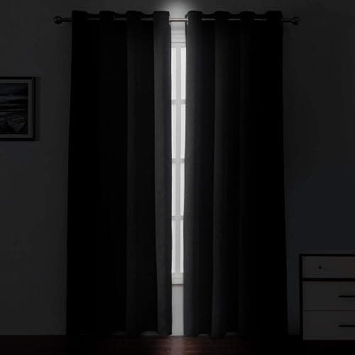 LEMOMO Blackout Curtains 52 x 84 inches Long Black Curtains Set of 2 Panels Thermal Insulated Room Darkening Curtains for Bedroom thumbnail 3