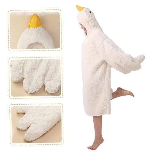 Cute Plush Duck Blanket Hoodie, Soft Warm Wearable for Kids Adults Indoor Lounge thumbnail 6