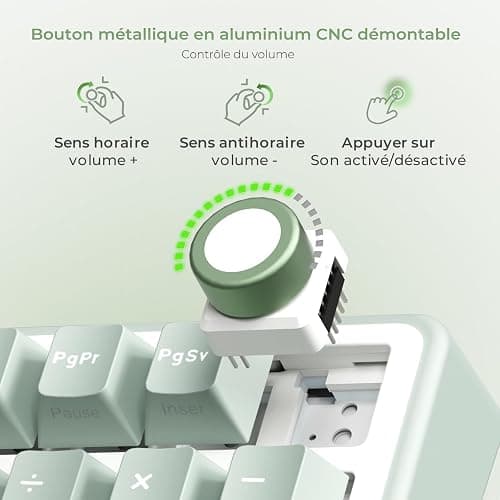 RK ROYAL KLUDGE R98 Pro Clavier Gamer 96% Filaire Mécanique AZERTY, RVB avec Pavé Numérique, Molette de Volume, Gasket Mount, Touches Profil OEM en PBT, Hot-Swap, Switch Tactile Beige Pré-lubrifié thumbnail 3