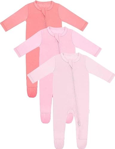 RRP Unisex Baby Footies Pajamas,Rayon Derived From Bamboo,Buttery Soft Sleep 'N Play PJs,2-Way Zipper Closure,0-18 Months - Image 1