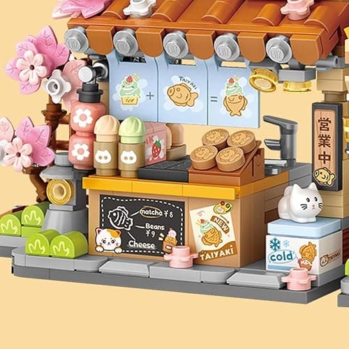 Lucky Cat Building Set,Openable Taiyaki Shop 923PCS Mini Brick Building Toy for Boys Girls Age 8+ - Orange thumbnail 7