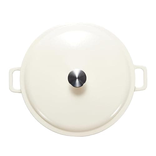 AmazonBasics Enameled Cast Iron Covered Casserole Skillet, 3.3-Quart, White thumbnail 4