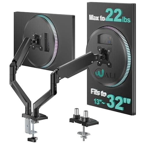 WALI Dual Monitor Stand for 13-32 inch Computer Screens, Dual Monitor Arms for 2 Monitors Holds up to 22 lbs, Height Adjustable Dual Monitors Mount, VESA 75x75/100x100mm (GSMP002N), Black - Image 1