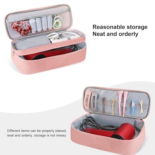 Double-Layer Travel Carrying Case Hair Tool Travel Bag with Heat Resistant Mat Portable Hair Brush Bags Hair Dryer Travel Bag Storage Organizer Bag for Hair Dryer Brush and Other Hair Accessories thumbnail 6