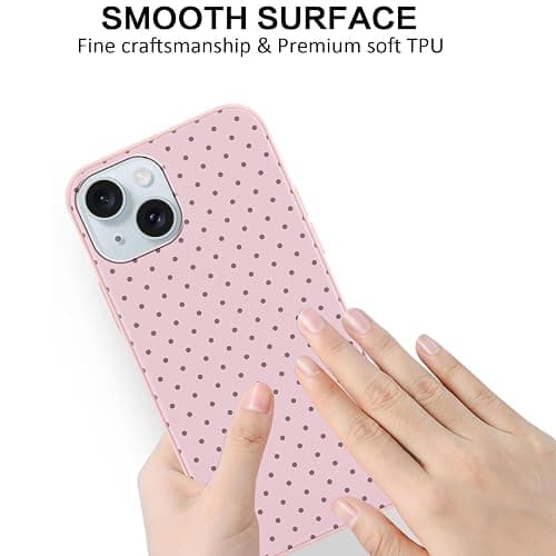 Yirlbey Estivi Cover per iPhone 15 6,1'', Custodia Viola Polka Dot Disegno Motivo Aesthetic Summer per Ragazza Antiurto Rosa Silicone Morbido TPU Bumper Cellulare Protezione Case, Pois thumbnail 6