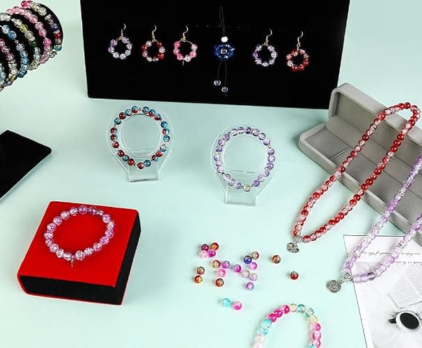 XJRLUK Glass Beads Bracelet Making Kit,1350PCS 48 Colors 8mm Crackle Glass Beads for Jewelry Making, Crystal Glass Round Beads Friendship Bracelet kit for DIY Crafts Gifts thumbnail 7