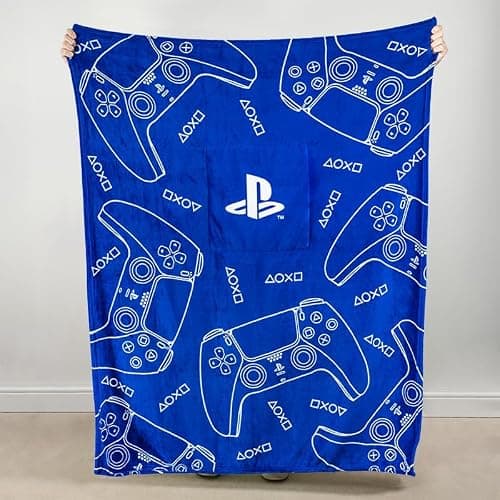 Paladone PlayStation 2-in-1 Cushion Blanket - Officially Licensed Travel Blanket, Foldable Soft Fluffy Throw, Compact Design for Gaming Room or Bedroom Decor thumbnail 4