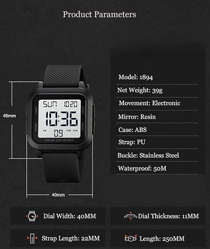 BESTKANG Unisex LED Digital Watch Women Men Digital Sports Watch Fashion Simple Luminous Waterproof Watch thumbnail 4