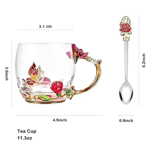 OEAGO Gifts for Mom Women Stocking Stuffers for Women Christmas Glass Coffee Enamels Mug Valentines Gifts for Her Girlfriend Wife Best Birthday Valentine's Mothers Day from Daughter Son Tea Cup thumbnail 4
