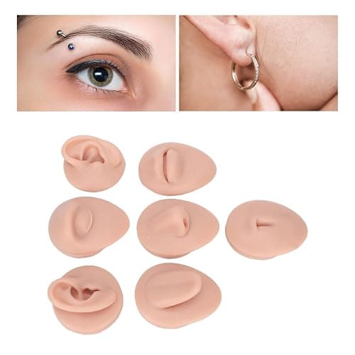Soft Silicone Body Piercing Practice Model,Simulation Flexible Mannequin Teaching Tool Reusable Ear Model Soft Ear Eye Nose Mouth Tongue Belly Button Model for Practicing Suture (Middle Skin Color) thumbnail 6