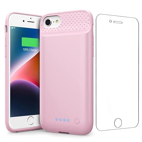 QTshine Battery Case for iPhone 8/7/6s/6/SE (2022/2020),[2025 Upgraded] 7000mAh Ultra-Slim Portable Extended Charger Cover for iPhone 8/7/6s/6/SE (2022/2020) Charging Case (4.7 Inch)-Pink - Image 1