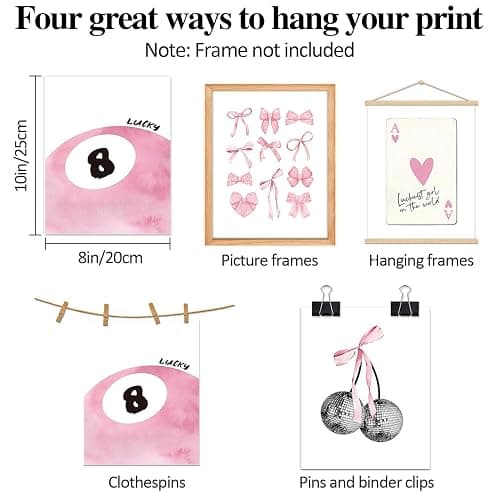 Cumnvulnt 4 Pcs Pink Wall Art, Coquette Room Decor Wall Prints Aesthetic, Preppy Pink Bows Posters for Girly College Apartment Decoration (8x10in, Unframed) thumbnail 2