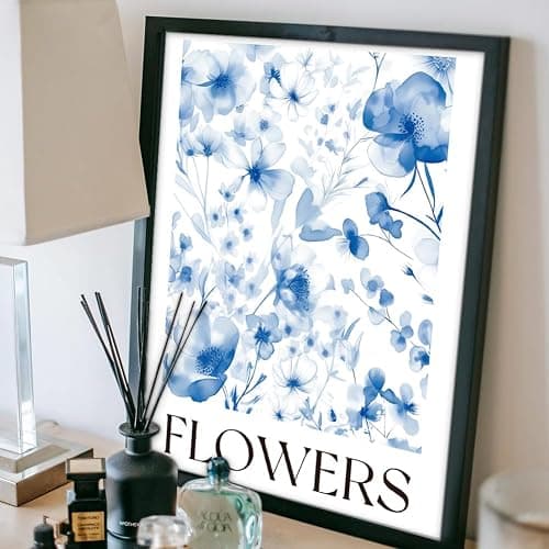GOMAKERER 6 Pcs Blue Coastal Wall Art Prints, Blue White Wall Art Aesthetic Posters Light Blue Pictures Wall Decor for Bedroom Gallery Home Decoration, (20.5x25.5cm Unframed) - Blue Ceramic Pattern thumbnail 7