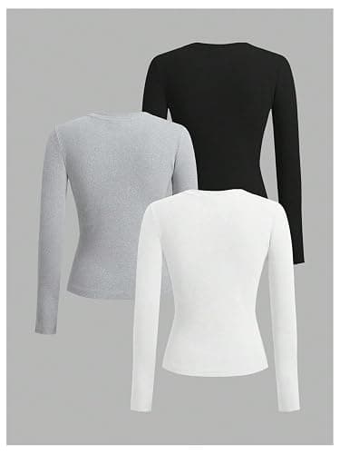 SOLY HUX Girl's Long Sleeve T-Shirts 3 Packs Basic Tops Crew Neck Fitted Tees Fall Clothes thumbnail 2