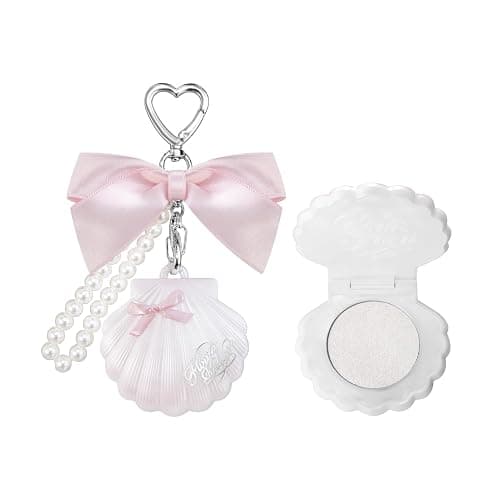 Flower Knows Shell's Jewel Highlighter Balm,Cute Pink Bag Charms Keychain,Glitter Highlighter Makeup,Natural Glow Finish,Long Lasting Face Illuminator,Gift for Women,Girls,0.11 oz(Moonlight Stone) - Image 1