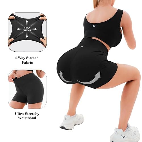 Pobodo Crossover High Waisted Biker Shorts for Women, Non See Through Yoga Workout Athletic Shorts, Soft Stretchy Fabric thumbnail 6