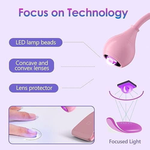 AORAEM UV Nail Lamp Rechargeable Gooseneck UV Light for Gel Nails Touch Flash Cure Lamp Nail Dryer with Clamp, Portable LED Gel Light 3 Level Timing Home Professional DIY Manicure Salon (Pink) thumbnail 4