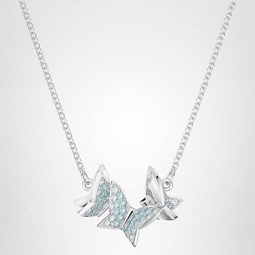 Swarovski Lilia Butterfly Necklace, Earrings, and Bracelet Crystal Jewelry Collection, Blue Crystals in a Rhodium Tone Finished Setting thumbnail 6