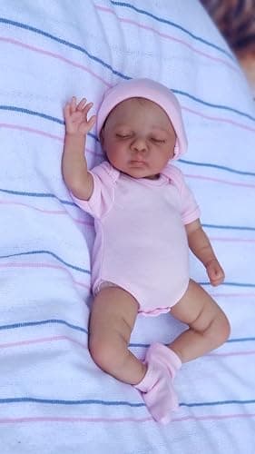 RXDOLL Mini Reborn Baby Dolls Girl Age 3+ 10 Inch Realistic Small Newborn Doll Eyes Closed Lifelike Tiny Silicone Baby That Look Real Cloth Body Vinyl Handmade Baby Doll Toys thumbnail 3