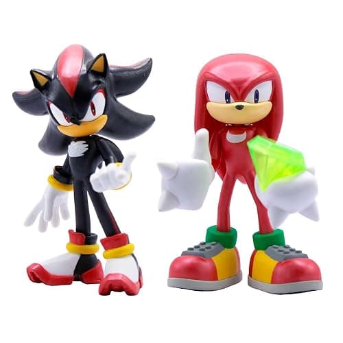 Official Sonic The Hedgehog Metallic Knuckles & Shadow 4″ Action Figures – Buildable, Interchangeable Arms & Accessories, Collector Window Box thumbnail 3