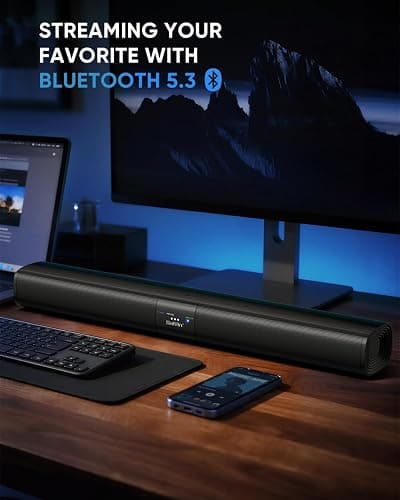 Saiyin Sound Bar for Smart TV, Detachable Soundbar TV Speaker with Bluetooth/ARC/Optical/AUX Input, Super Diaphragm Driver and 3 Preset Sound Effects for TV/PC/Projector. thumbnail 5