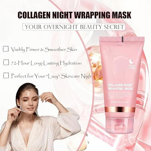 DaiLaiFu Collagen Night Wrapping Mask (2.54 fl oz), Peel-off Night Mask With Applicator, Deeply Nourish &Moisturize & Firm Skin,Natural Ingredients Gentle On Skin thumbnail 4