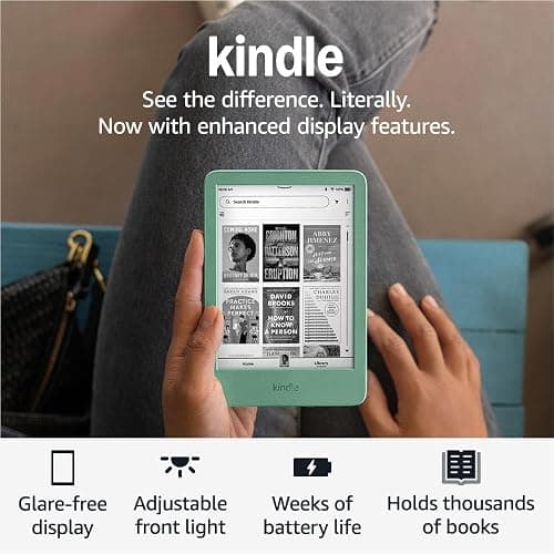 Amazon Kindle 16 GB (newest model) - Lightest and most compact Kindle, now with faster page turns, and higher contrast ratio, for an enhanced reading experience - Matcha thumbnail 7