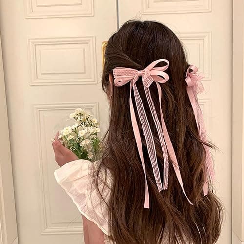 6Pcs Lace Hair Bow for Women,Cute Hair Bows Barrettes Bow Hair Clips with Long Tail,Hair Ribbon Bows Hairpins Metal Alligator Hairclips,Decorative Hairclip Hair Accessories for Women thumbnail 3