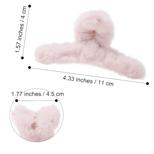 5PCS Large Claw Hair Clips for Thick Hair Big Fuzzy Hair Clips for Women Nonslip Strong Hold Hair Claw Clip (Plush (Blue+Grey+Pink+Purple+Beige)) thumbnail 4