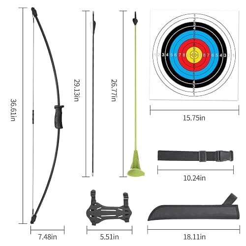 VALYPANOR Archery Recurve Bow and Arrow Youthbow Set, Archery Beginner Gift with 4 Arrows 5 Target Face,Ideal for Teens,Outdoor Sports Game Longbow, Perfect for Left & Right Hand thumbnail 3