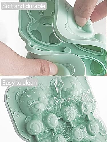 3D Bear Mold for Kids,Ice Cream Molds Reusable Easy Release DIY Ice Cube Molds, Cute Cartoon Ice Cube Maker for Whiskey (Green Bear Silicone Mold) thumbnail 7