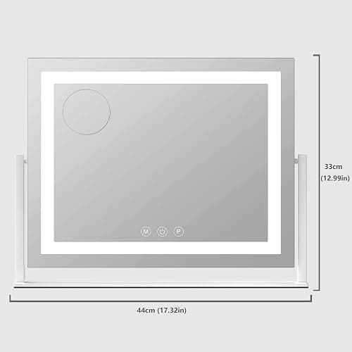 Gvnkvn Lighted Makeup Mirror, 17.3"x13" Hollywood Vanity Mirror with Lights, Three Color Lighting Modes, and 5X Magnification Mirror, Smart Touch Control, 360°Rotation (Gold,17.3in Gift Box) thumbnail 2