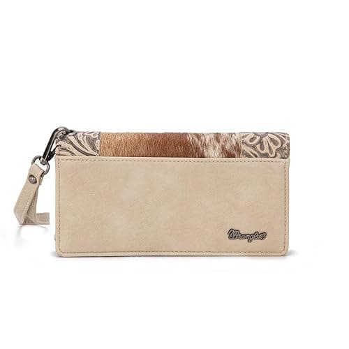 Wrangler Wristlet Wallets Western Wallet for Women Floral Tooled Womens Wallet Boot Stitch Purses - C-horsehair-beige thumbnail 4
