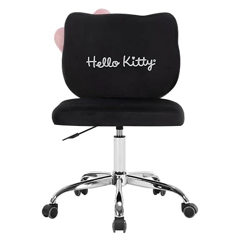 Impressions Vanity Hello Kitty Faux Leather Swivel Vanity Chair for Makeup Desk, Armless Desk Chair with 5 Smooth Wheels, Adjustable Height, 360 Degree Spin, Comfy Foam Padded Seat and Backrest thumbnail 2