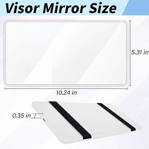 Car Sun Visor Mirror, Cosmetic Makeup Mirrors with Straps, No Light HD Car Interior Cosmetic Mirror, Universal Sun Visor Mirrors for Trucks, Cars, SUVs (White) thumbnail 2