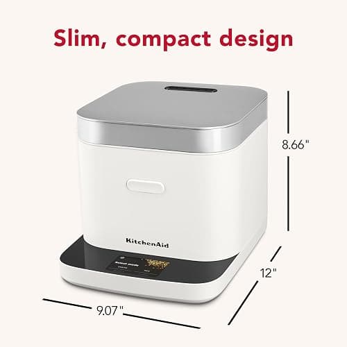 KitchenAid Compact 8 Cup Grain and Rice Cooker, Integrated Scale, KGC2154PL | Precise Pour Technology, Integrated Scale, 16 Presets, Steam cooking basket, Easy to Clean, Porcelain White thumbnail 2
