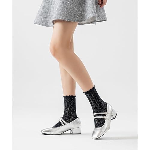 Mcool Mary Women's Ruffle Socks Mesh Casual Lace Cotton Ankle Ultra Thin Frilly Crew Socks for Women 6 Pairs thumbnail 3