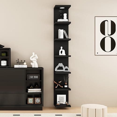 LitaEther Versatile 7 Tier Wall Shelf Unit,Black Lack Wall Shelf,Display Floating Shelf with LED Remote Control Light thumbnail 6