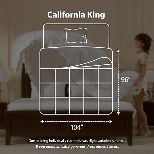 PACIFIC COAST Goose Down Fiber Comforters California King Duvet Insert, All Season White Comforter, 3D Hidden-Stitch Baffle Box Design,8 Tabs, Gifts for Women/Men, Extra Fluffy Luxury Duvet (104"x96") thumbnail 2