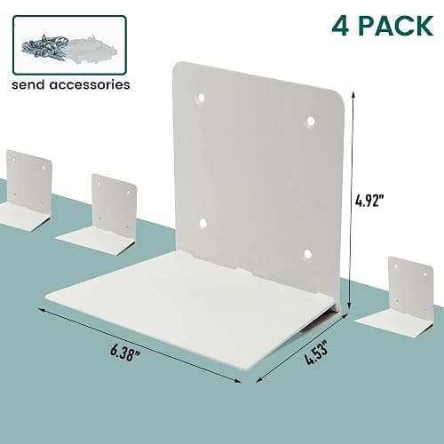 STORAGE MANIAC Floating Book Shelves for Wall Mounted Invisible Floating Bookshelves Heavy-Duty Steel Hidden Bookshelf Hanging Bookshelves for Bedroom Living Room Office, White 4-Pack Large thumbnail 3