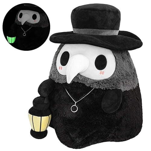Kedejin 7.9'' New Medieval Steampunk Plague Beak Couple Plush Doll, Fluffy Plague Doctor Plush Toy Luminous Plush Toy, Soft Lovely Couple Doll Party Dance Props, Black - Image 1