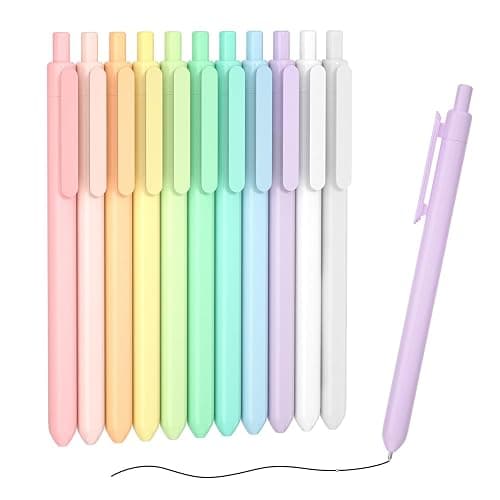 Shuttle Art Penna Gel Nera, Pack da 11 Inchiostro Nero a Scatto, Penne Sfera Gel Fusto Pastello Carino Punta Fine 0.5mm per Scrivere Diario Prendere Not Scuola Ufficio Casa - Image 1