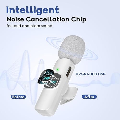 USB C Mini Wireless Lavalier Microphone for iPhone 15 16, iOS and Android Devices - Noise Reduction Lapel Mic for Recording, Clip on Omni Lav Mic for Video Recording, Tiktok, Youtube, Vlog (White) thumbnail 3