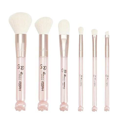 Impressions Vanity 6 PCs Makeup Brush set with Hello Kitty Kawaii Icon and Aluminum Ferrule, Super Soft Makeup Brushes for Foundation, Face Powder, Blending, Defined Shadow, Eye Shadow (Pink) thumbnail 3