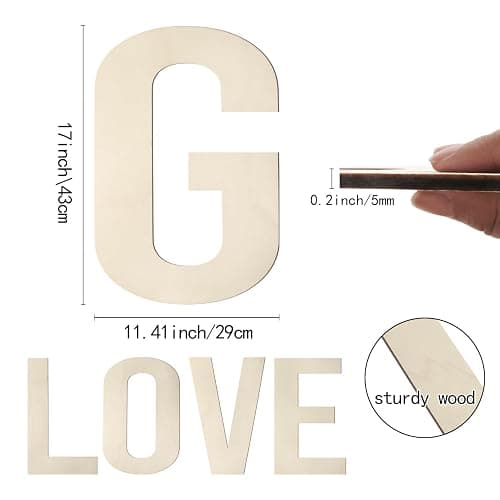 Large Wooden Letters 17 Inch Big Wooden Alphabet Letters for Wall Decor Unfinished Large Wood Letters G for Nursery Decor Crafts Blank Wooden Cutout Sign for Party Birthday Wedding Home Decoration thumbnail 3