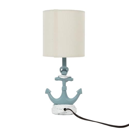 Decor Therapy Anchor Resin Accent Lamp, Easy on/Off Push-Through Light Switch, Coastal Style, Energy Efficient, 40W, Sky Blue - (8" D x 8" W x 16" H) thumbnail 4