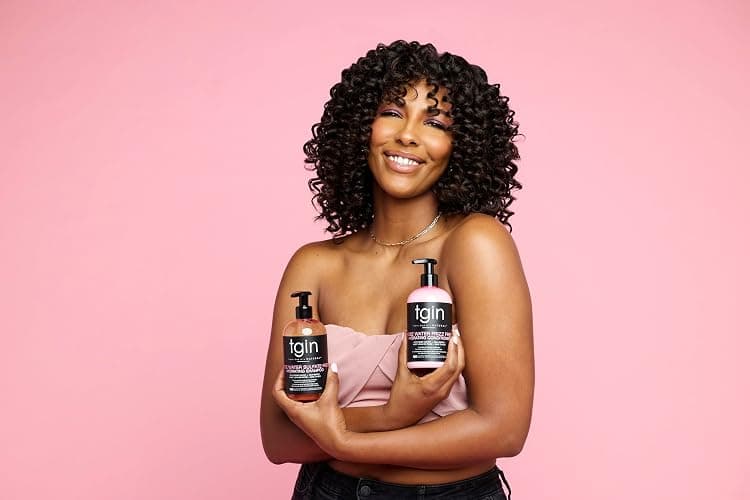 tgin Rose Water Shampoo + Conditioner Duo for Curly, Coily and Wavy Hair, Sulfate Free, with Rose Water, Acai Berries, Nourishes and Detangles Dry, Color Treated Hair, 13 oz thumbnail 4