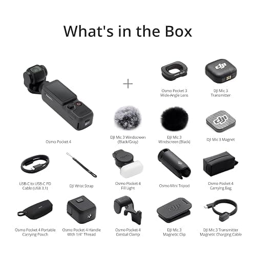 DJI Osmo Pocket 4 Creator Combo, Pocket Gimbal Vlog Camera, 1″ CMOS & 4K/240fps, 3‑Axis Stabilization, 2× Lossless Zoom, 107GB Built-in Storage, Mic 3 Transmitter, Fill Light, Osmo Mini Tripod | 1″ CMOS and 4K/240 fps, 2× lossless zoom, 107GB internal storage, Mic 3 transmitter, fill light thumbnail 7