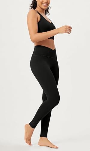 ODODOS 2 Pack Buttery Soft Cross Waist Leggings for Women, ODCLOUD 25" / 28" Crossover Lounge Yoga Pants thumbnail 4