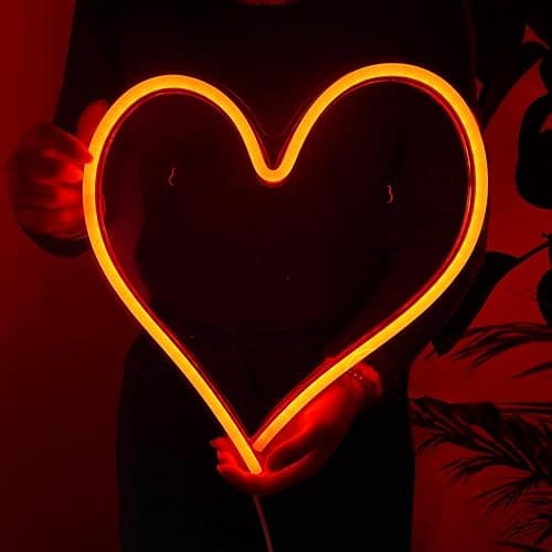 Britrio LED Neon Light Sign, 13.4”x12.6” Heart Shape Neon Sign Wall Hanging Sign Wall Art for Bar Bedroom Living Room Kid’s Room Party,Home Decor Neon Night Light USB Powered(Red Heart) thumbnail 2